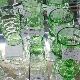 Vintage Uranium Glass Goblets and Tumblers
