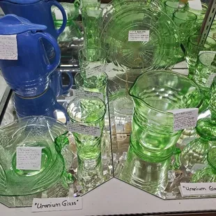 Various Vintage Uranium Glass