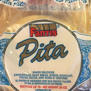 a package of panti's pita bread