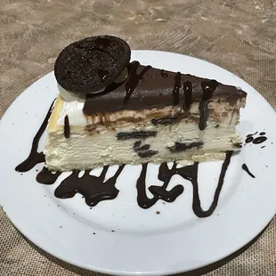a slice of oreo ice cream cake