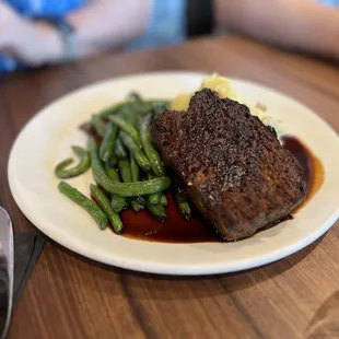 The Meatloaf had a balsamic glaze and was served with a Yukon Mashed Potatoes and Green Beans.