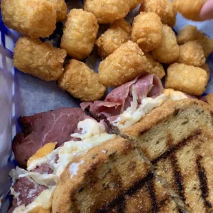 Reuben With Fries ( I opted for crunchy tater tots) yummy