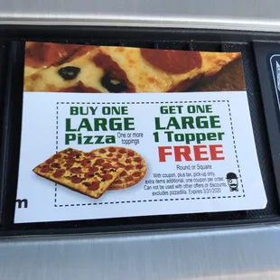 Great deal for pizza for the 5 hungry wolves in my trunk.