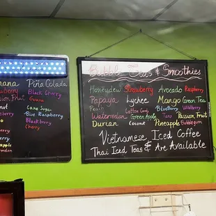 menus on the wall