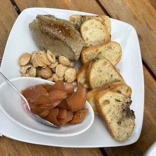 Chicken Liver Pate , Pickled veggies, some nuts , Crostini