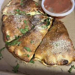 Small spinach calzone