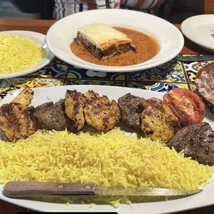 Beef and Chicken Souvlaki Combo Platter