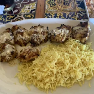Garlic Chicken Kabob Platter