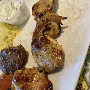 Beef and Chicken Souvlaki Combo Platter