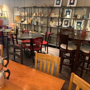 a teapot on a table in a restaurant