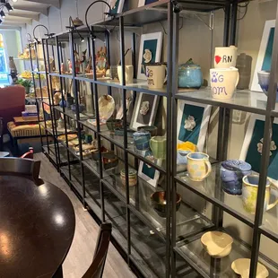 a display of pottery