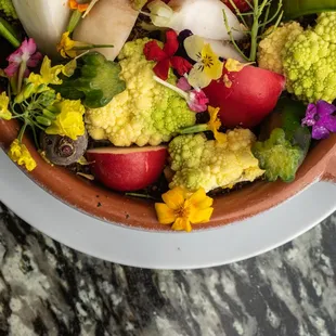 Heirloom Vegetable Crudite w/french onion dip and roasted garlic hummus