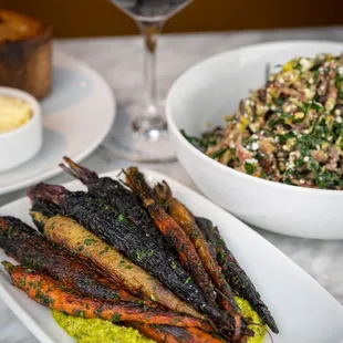 Roasted Baby Carrots w/ pistachio, feta, and dill