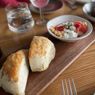 Focaccia with whipped goat cheese and blood oranges