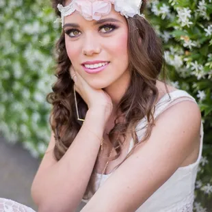 High school senior portraits at in Newport beach with boho flower crown and dress