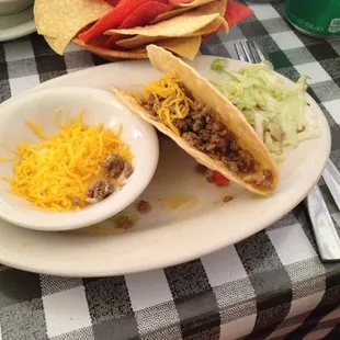 My little one wanted to share a pic of her plate too--crispy taco with everything on the side.
