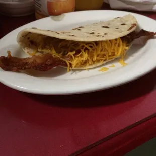 Bacon/bean/cheese taco