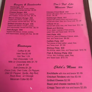 menu