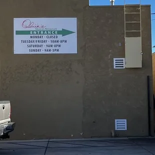Outside. Parking in the back
