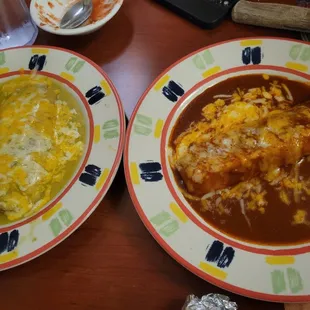 Chili and Cheese Tamale (l), and Pork with the house enchilada sauce (r). $5.99 apiece