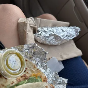 Bean and cheese with cilantro inside