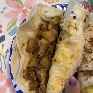 Chorizo and egg taco