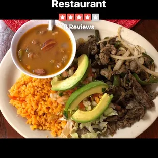 Beef fajitas $8.25 lunch special, tea included.