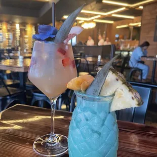 White sangria and Blue Hawaiian