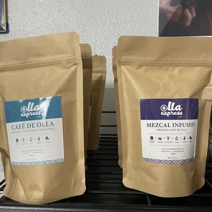three bags of coffee