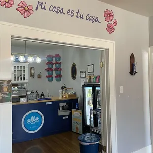 the entrance to the restaurant