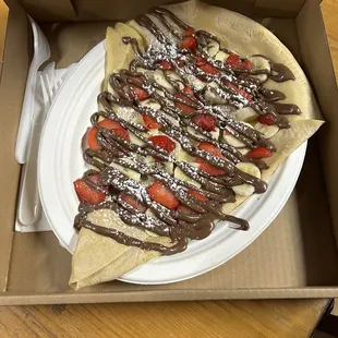 Nutella, banana, strawberry crepe