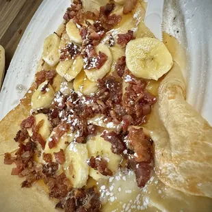 Maple bacon crepe with bananas