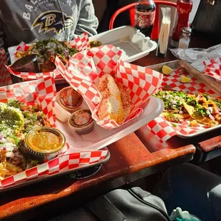 Guti fries, tacos, corn