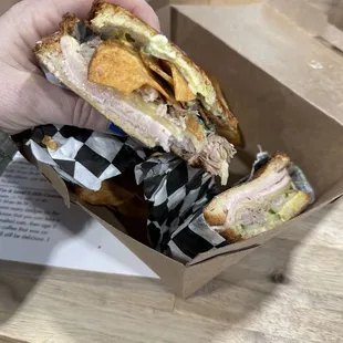 Gluten free Madre de Aguas Sammich with House Chips and Ranch Dip