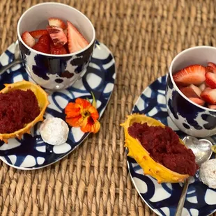 Sorbet and fruit