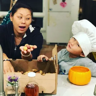 Fun cooking in the kitchen! Mommy and me classes are so fun!!!