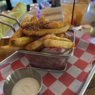 Cajun fries and old fashioned