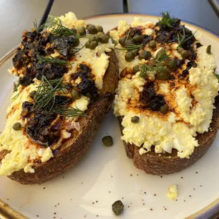 Deviled egg toast