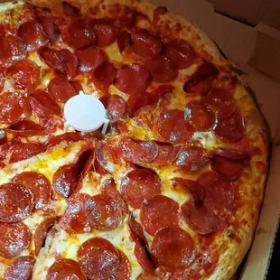 Large double pepperoni pizza
