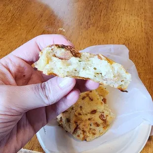 Chicken, chicken-bacon and chive scone. $6.25 April 2024