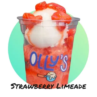 Strawberry and Lime Italian Ice topped with Strawberries