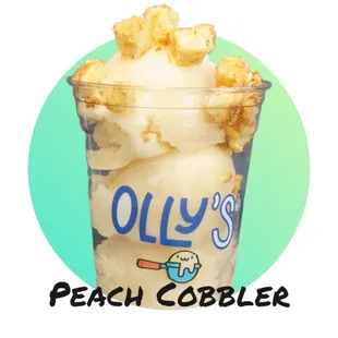 Peach Italian Ice topped with Cheesecake Bites.