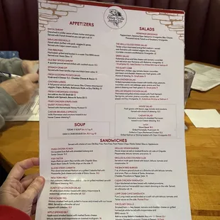 a menu for a restaurant