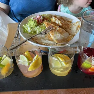 Sangria flights and quesadilla