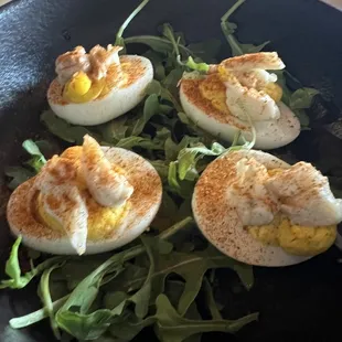 Crab deviled eggs - YUM!!!