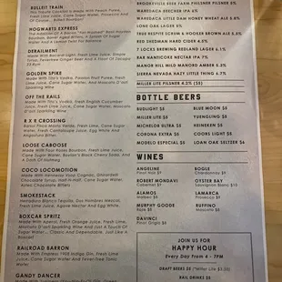 Drink menu