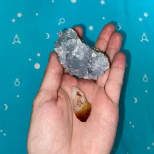 celestite and citrine point