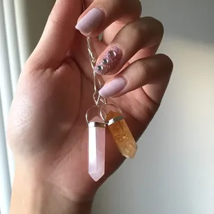 Rose Quartz and Citrine pendants . So in love !