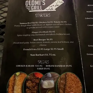 menu