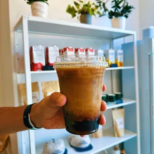 Caramel 16 oz. Cold Brew Coffee with almond milk